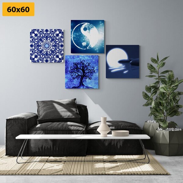 Set tablouri Feng Shui în design albastru
