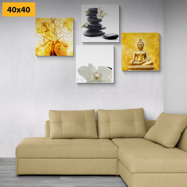 Set tablouri Feng Shui în design alb-galben