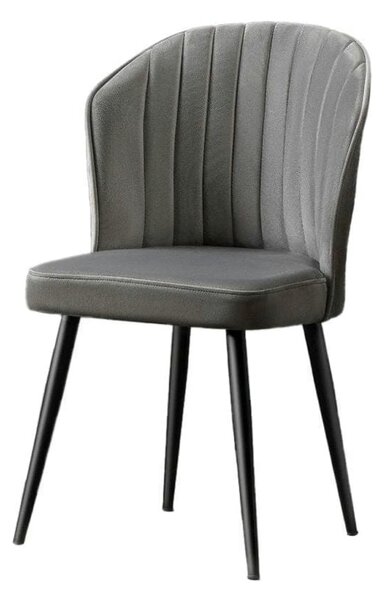 Set 2 scaune RUBI, gri inchis/negru, stofa catifelata/metal, 52x42x85