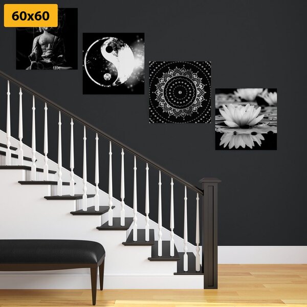Set tablouri Feng Shui în design alb-negru