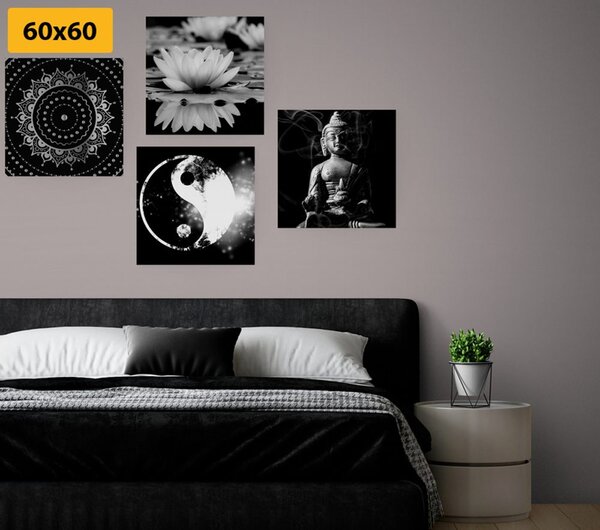 Set tablouri Feng Shui în design alb-negru