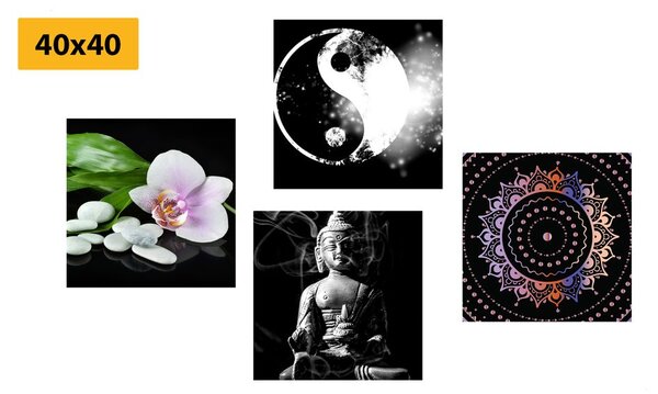 Set tablouri Feng shui pe fundalul negru