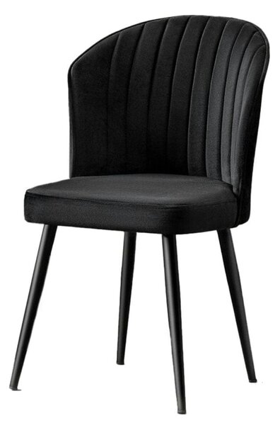 Set 2 scaune RUBI, negru, stofa catifelata/metal, 52x42x85 cm