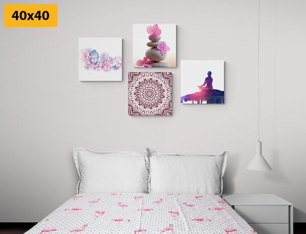 Set tablouri Feng Shui în design roz
