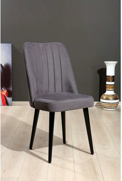 Set 2 scaune POLO, gri/negru, stofa catifelata/metal, 46x45x92 cm