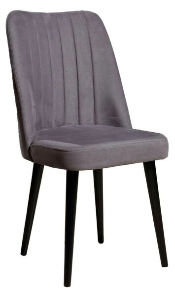 Set 2 scaune POLO, gri/negru, stofa catifelata/metal, 46x45x92 cm