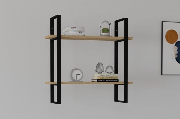 Raft BUBA, stejar/negru, PAL melaminat, 70x22x70 cm