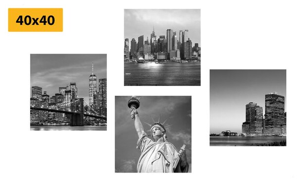 Set tablouri New York în design alb-negru