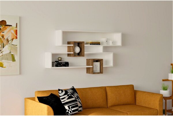 Raft KAREN, alb/nuc, PAL melaminat, 120x22x75 cm