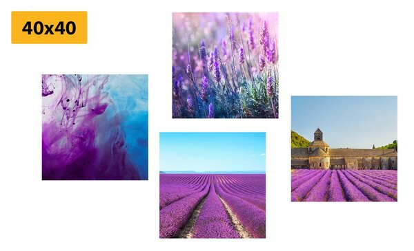 Set tablouri lavandă cu abstracție