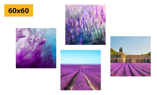 Set tablouri lavandă cu abstracție