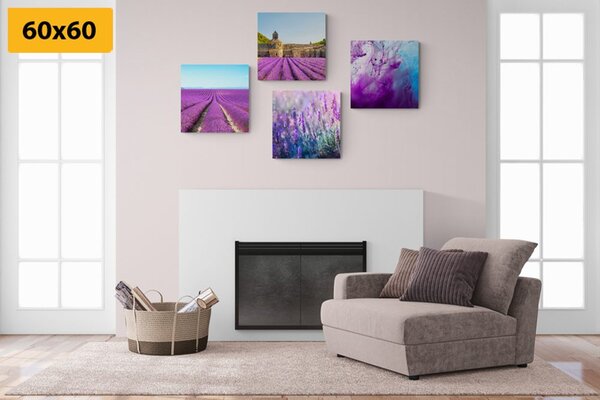 Set tablouri lavandă cu abstracție
