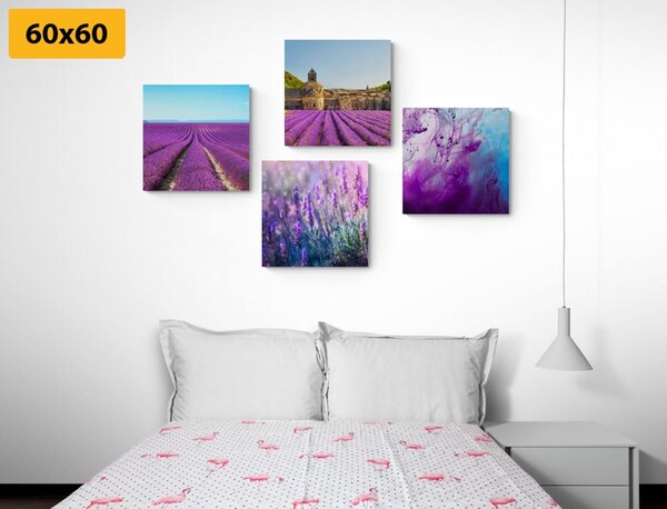 Set tablouri lavandă cu abstracție