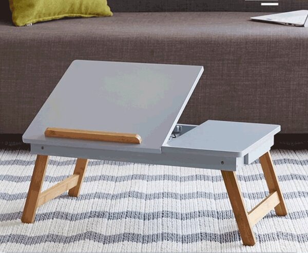 Masa laptop MELTEN, alb/stejar, 59x35x22 cm