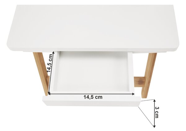 Masa laptop MELTEN, alb/stejar, 59x35x22 cm