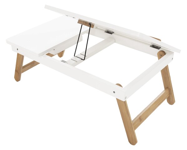 Masa laptop MELTEN, alb/stejar, 59x35x22 cm