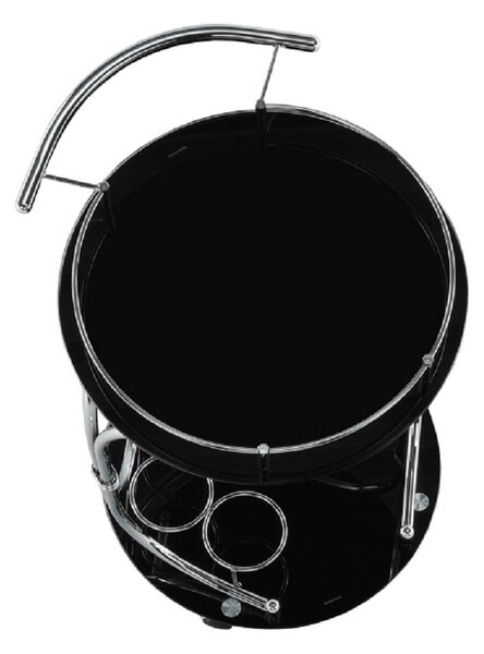Carucior servire VESNA, crom/negru, sticla/metal, 52x45x74 cm