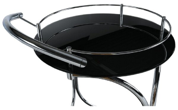 Carucior servire VESNA, crom/negru, sticla/metal, 52x45x74 cm