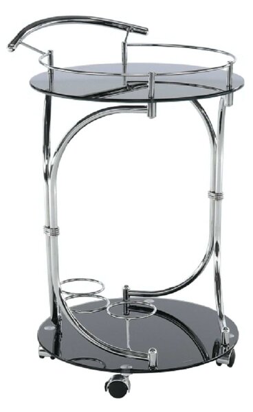 Carucior servire VESNA, crom/negru, sticla/metal, 52x45x74 cm