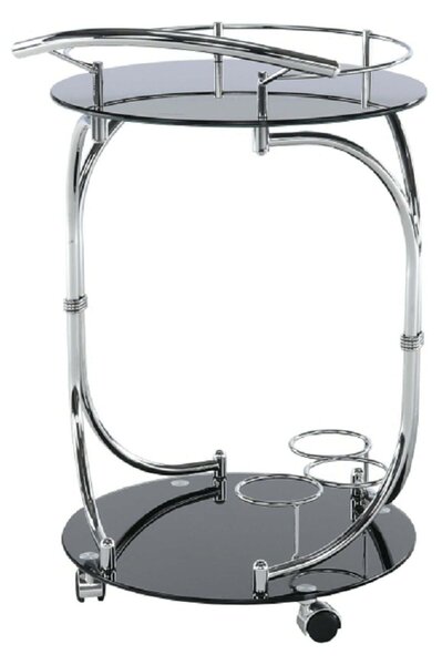 Carucior servire VESNA, crom/negru, sticla/metal, 52x45x74 cm