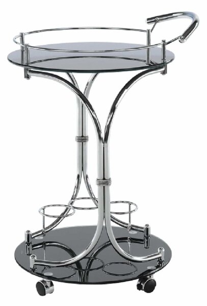 Carucior servire VESNA, crom/negru, sticla/metal, 52x45x74 cm
