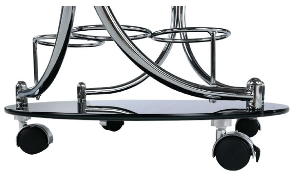 Carucior servire VESNA, crom/negru, sticla/metal, 52x45x74 cm
