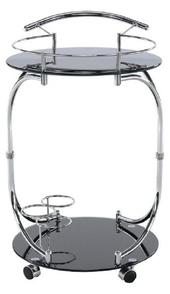 Carucior servire VESNA, crom/negru, sticla/metal, 52x45x74 cm