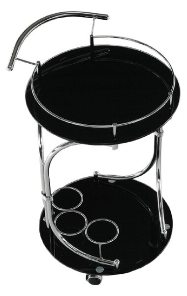 Carucior servire VESNA, crom/negru, sticla/metal, 52x45x74 cm