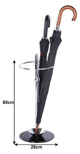 Suport umbrele OLDO, negru/crom, metal/sticla 26x60 cm