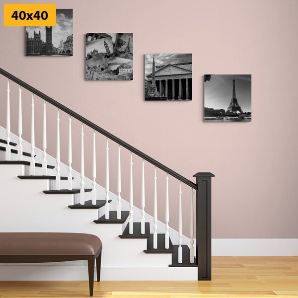 Set tablouri monumente istorice în design alb-negru