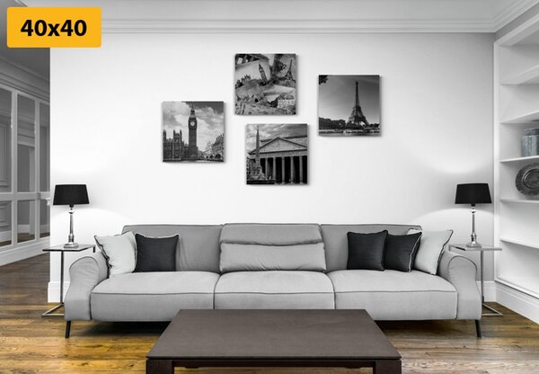 Set tablouri monumente istorice în design alb-negru