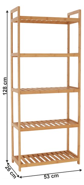 Etajera FIORE TIP 3, bambus natural lacuit, 53x26x128 cm