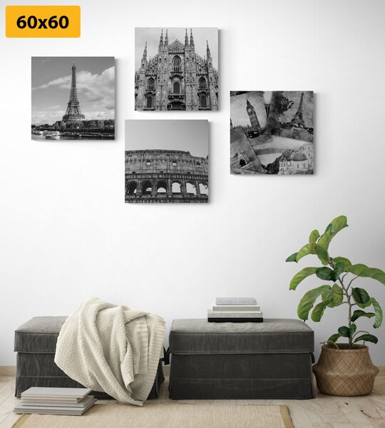 Set tablouri atingere de istorie în design alb-negru