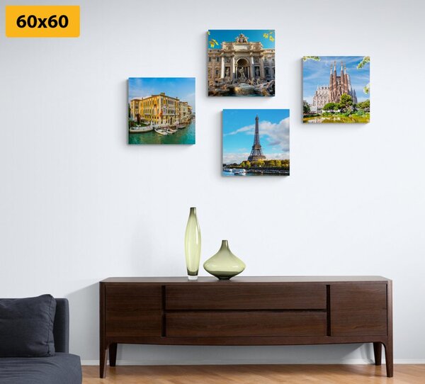 Set tablouri monumente istorice în culori frumoase
