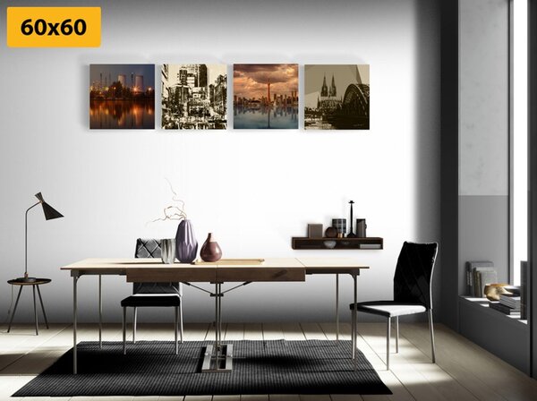 Set tablouri orașul industrial cu abstracție