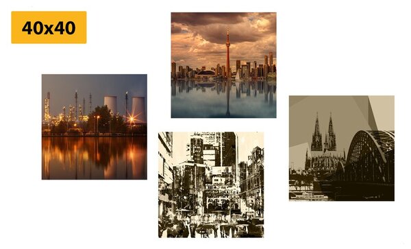 Set tablouri orașul industrial cu abstracție