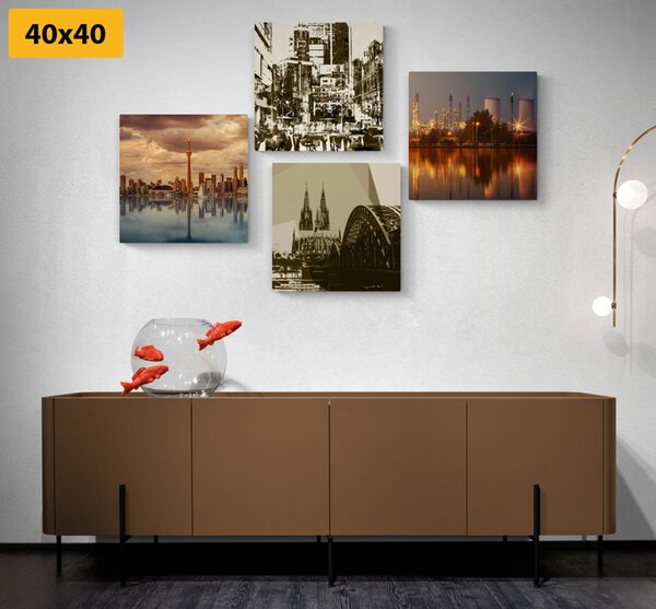 Set tablouri orașul industrial cu abstracție