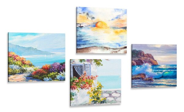 Set tablouri vedere la mare în imitație de pictură