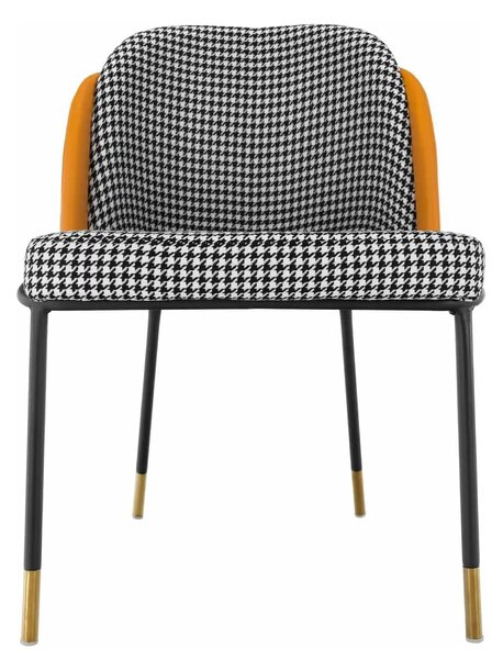 Scaun KIRNA, alb/negru/galben, stofa clasica/piele ecologica, 54x56x78