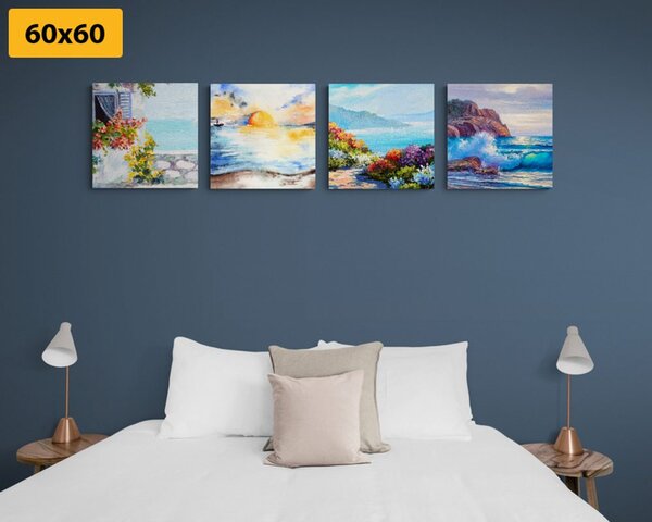 Set tablouri vedere la mare în imitație de pictură