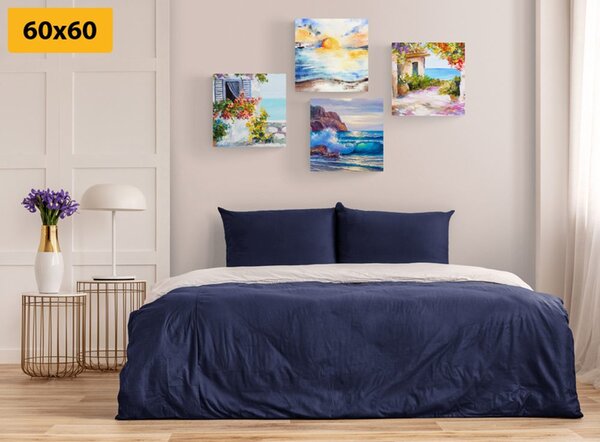 Set tablouri atingere de mare în imitație de pictură în ulei
