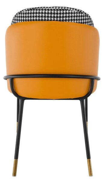 Scaun KIRNA, alb/negru/galben, stofa clasica/piele ecologica, 54x56x78