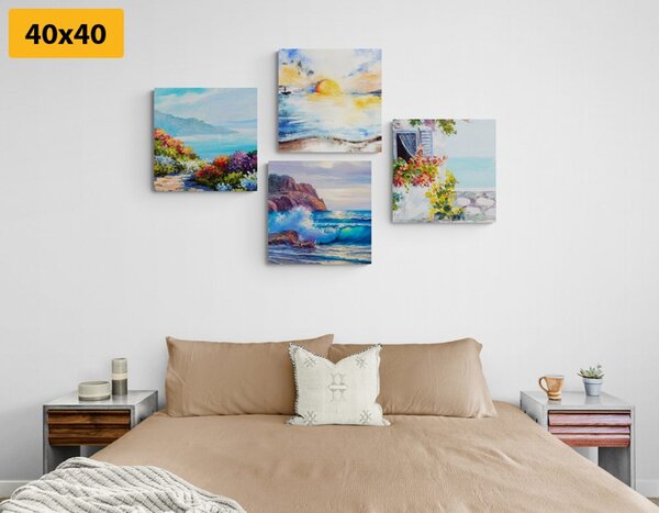 Set tablouri vedere la mare în imitație de pictură
