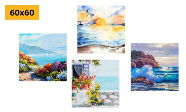 Set tablouri vedere la mare în imitație de pictură