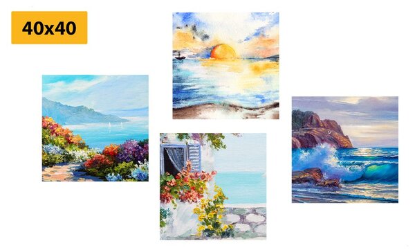 Set tablouri vedere la mare în imitație de pictură