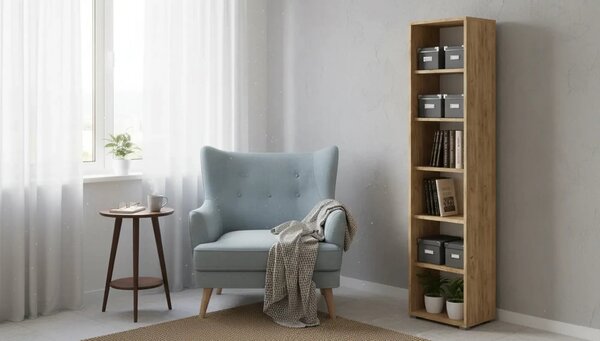 Biblioteca RIOMA TYP 02, stejar artisan, DTD laminat, 50x38x218 cm