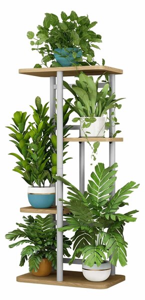 Etajera LEDOR TIP 1, alb/stejar sonoma, DTD/metal, 36x24x74 cm