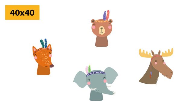 Set tablouri animale ca indieni