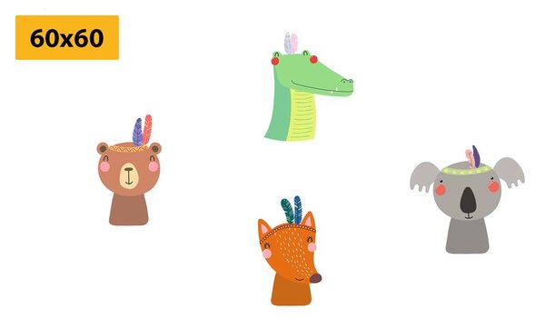 Set tablouri animale drăguțe ca indieni