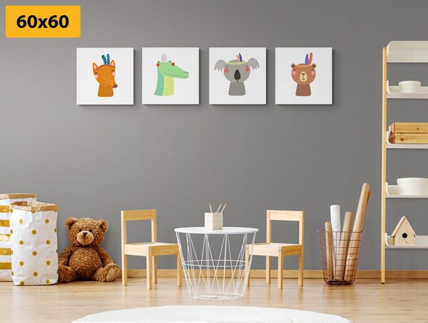Set tablouri animale drăguțe ca indieni